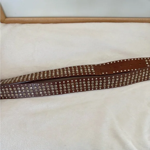 Streets Ahead Brown Belt with Crystals and Studs display picture 1